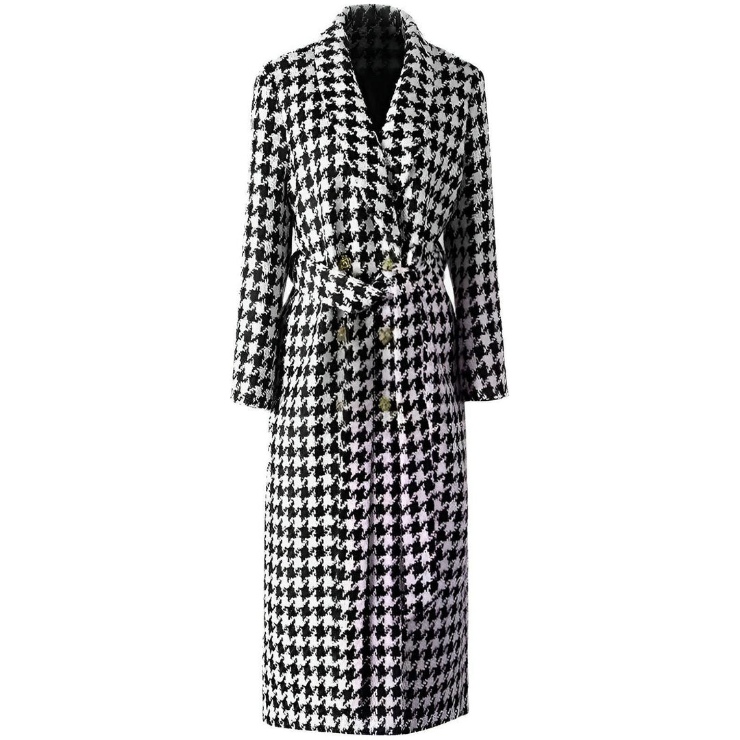 Amira Houndstooth Trench Coat 