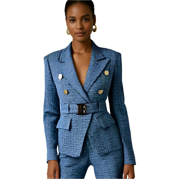 Bianca Belted Blazer - Denim Blue 