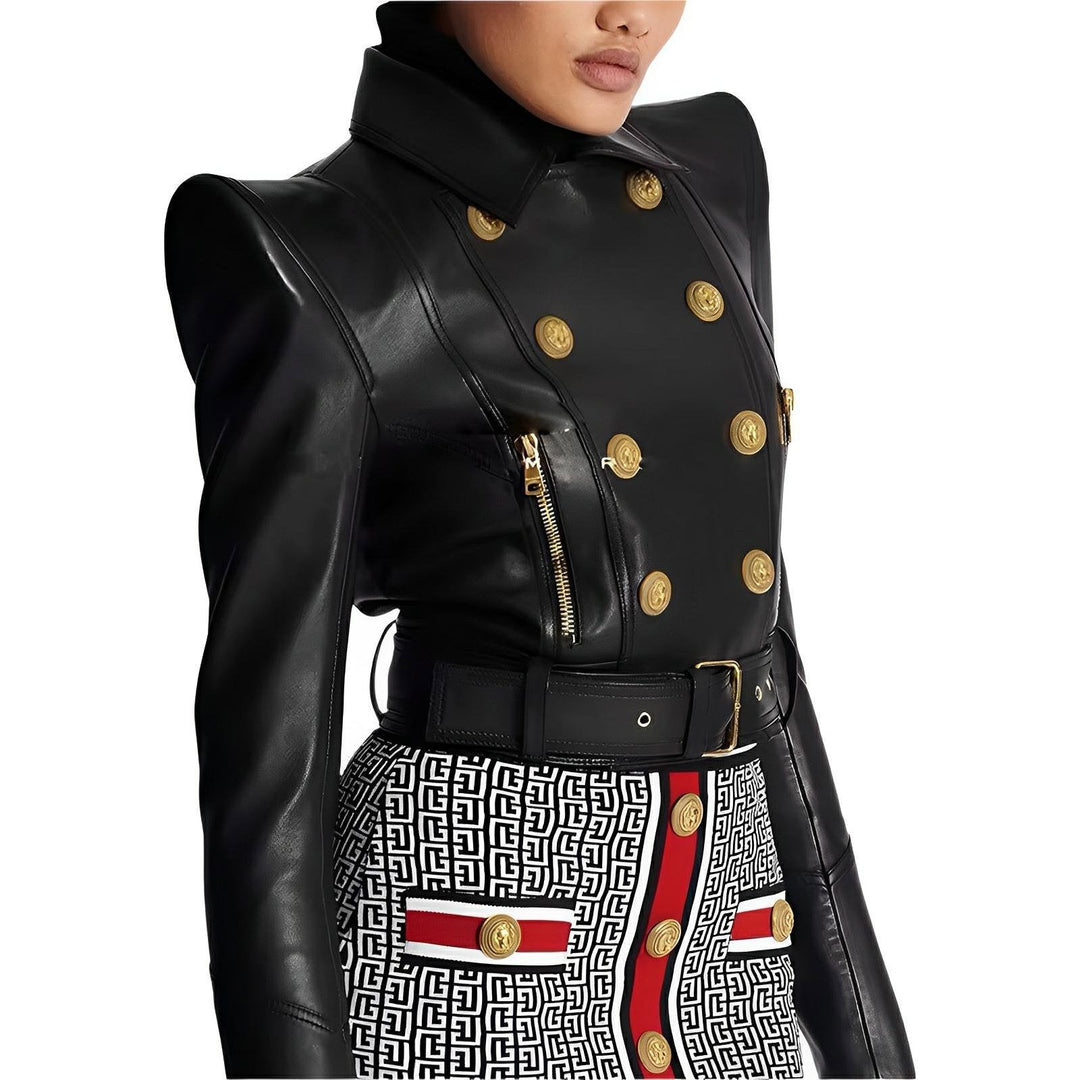 Calista Cropped Leather Jacket 