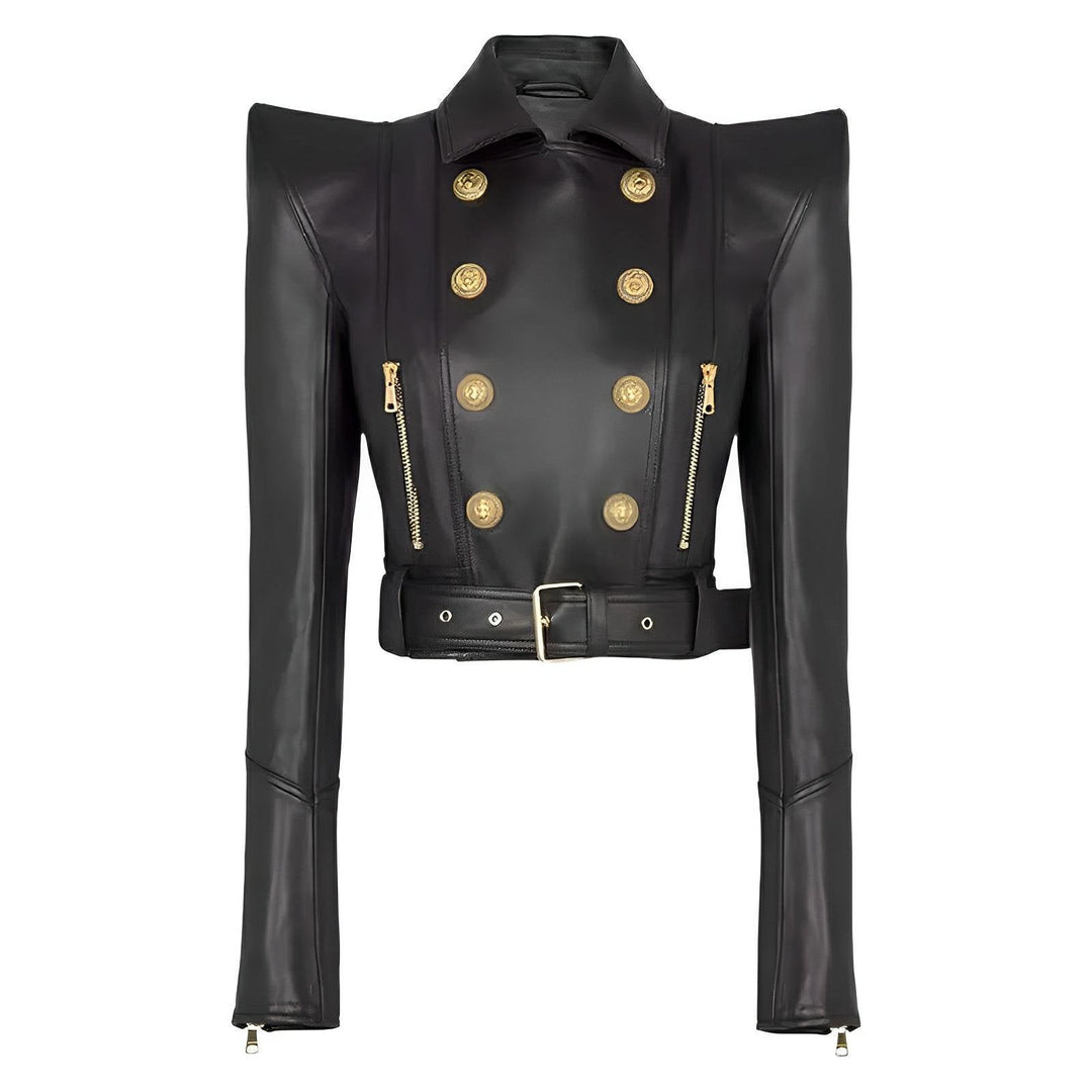 Calista Cropped Leather Jacket 