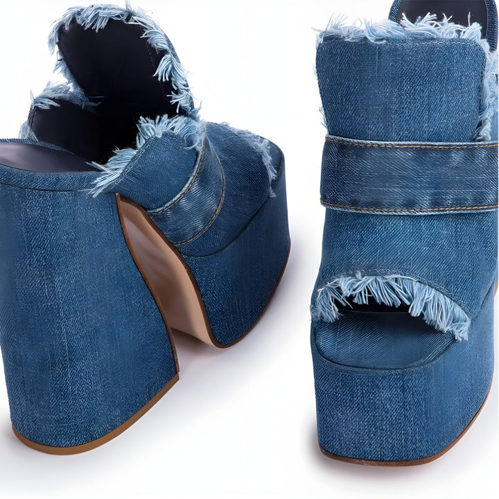 Denim Platform Pumps 