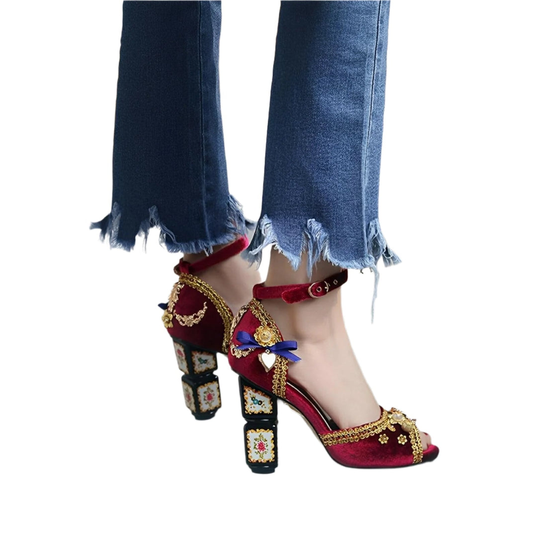 Empress Velvet Platform Sandals 