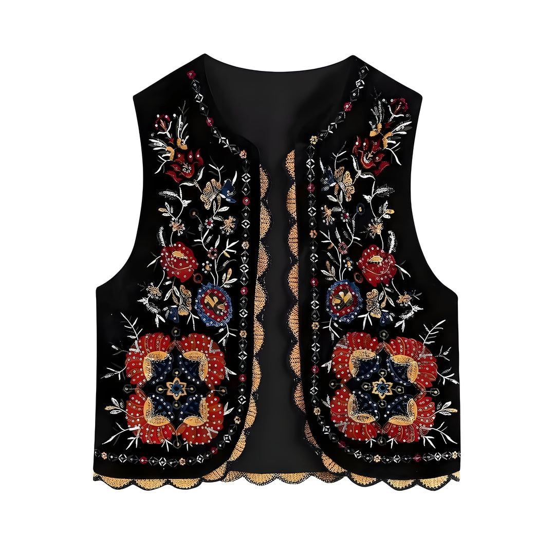 Madeline Velvet Embroidered Vest 