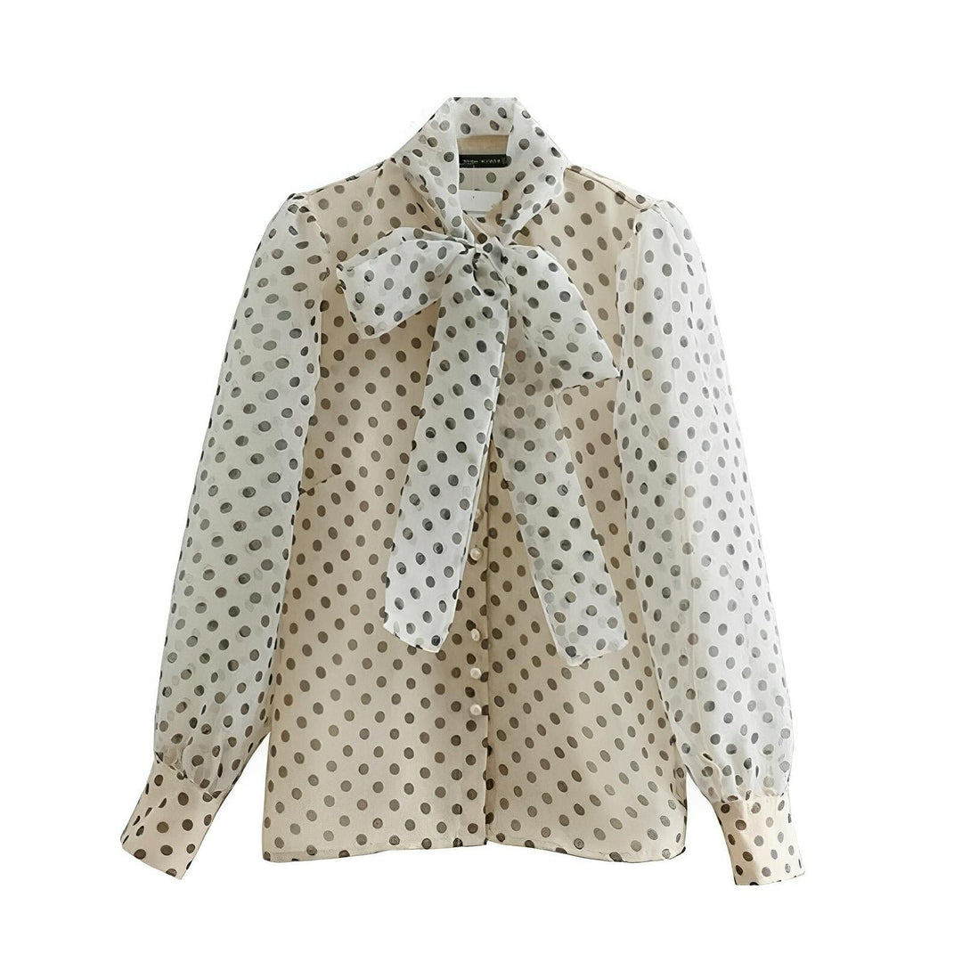 Polka-Dot Ribbon Blouse 