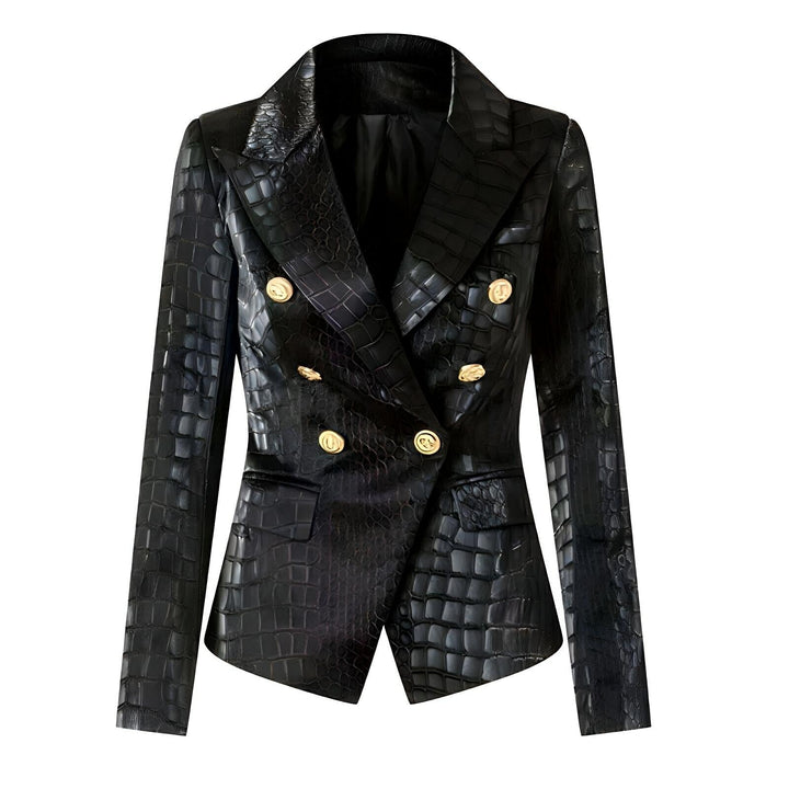 Una Faux Leather Blazer 